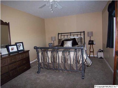 Master Bedroom has new carpet, ceiling fan, master bath with a dressing room