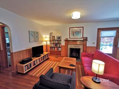 Living room and fireplace