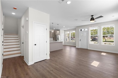 living room, entry, oak treads