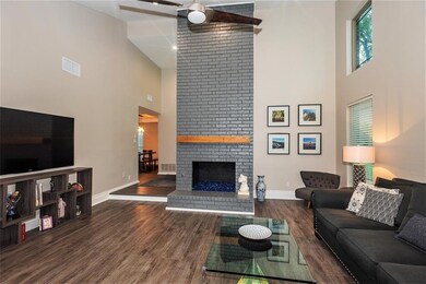 Floor to ceiling fireplace