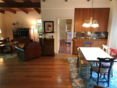 View from the stairs: Dining area, kitchen and liv