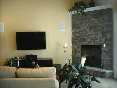 Living Room. Beautiful stone fireplace with gas lo