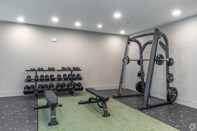 Exercise area with recessed lighting
