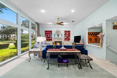 Living Room with Fireplace and Beautiful Views of