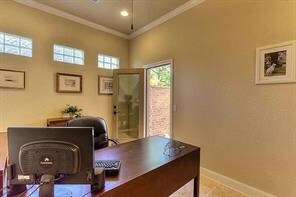 Study with exterior door