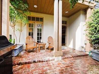Brick patio with French doors