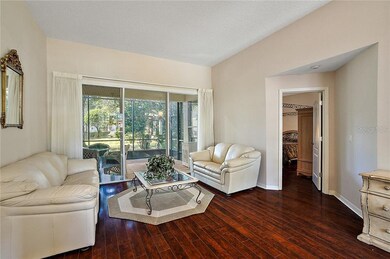 Sliding glass doors from the living room open to a