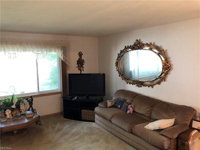 The living room has a large window to let in the m