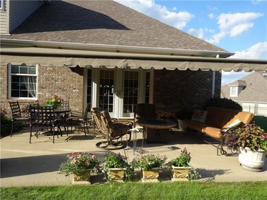 Private back patio with awning.