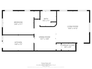 Floor plan for 1849 and 1853 1 bedroom and 1 bath