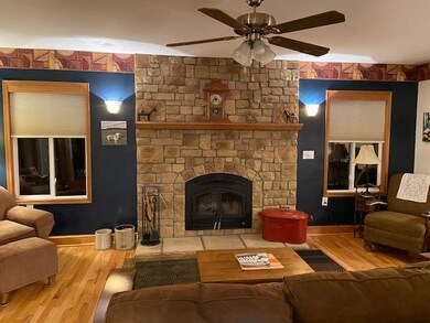 Woodburning fireplace in kitchen