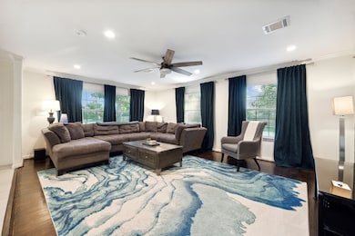 This spacious living area is perfect for movie nig