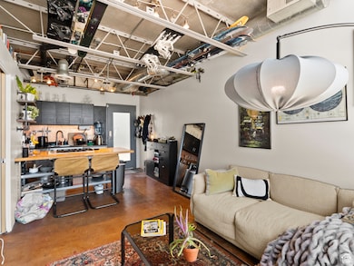 Living room with concrete flooring