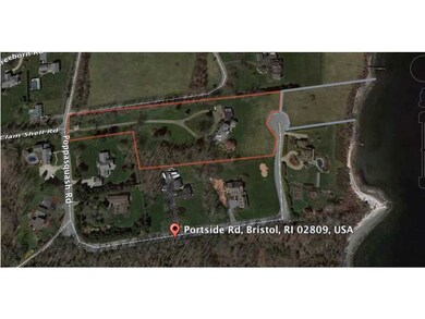 Exterior Front. adjacent 3.9 acre lot shown in red