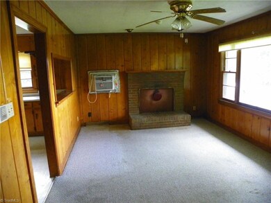 Den with fireplace