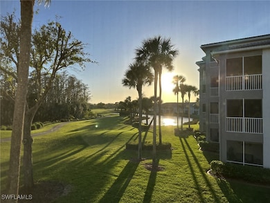 Sunset from lanai overlooking pond and golf course
