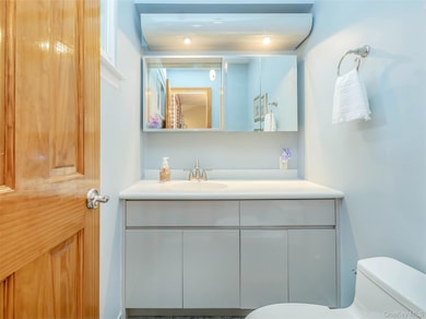 Bathroom with vanity and toilet