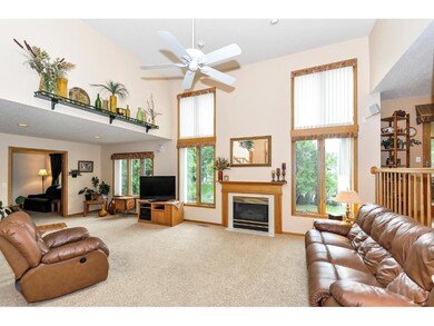 Big sunken living room with wonderful oversized wi