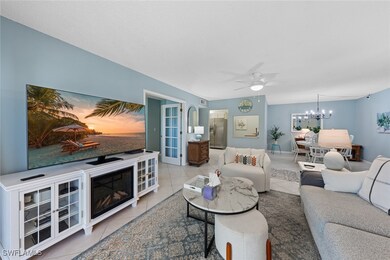 Living room featuring tile patterned flooring and
