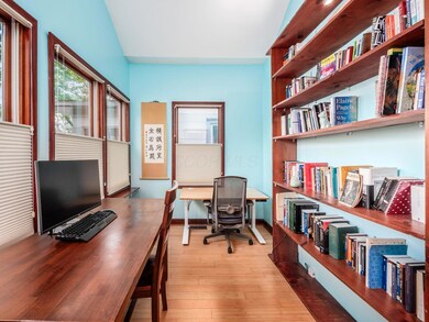 Den with built in bookshelves