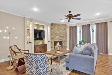 Great Room features large windows and beautiful st