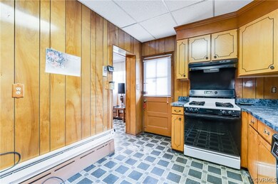 Kitchen showing the back door
