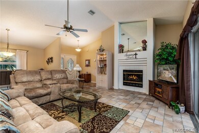 Beautiful open floor plan with wood burning firepl