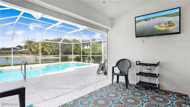 Covered outdoor space with new lanai carpets provi