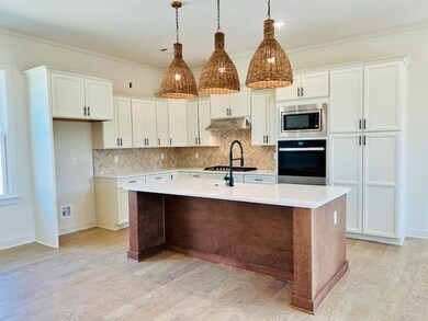 Large island, double ovens, farm house sink, 5 gas burner cook top, vent-a-hood, and plenty of (soft close) cabinet space