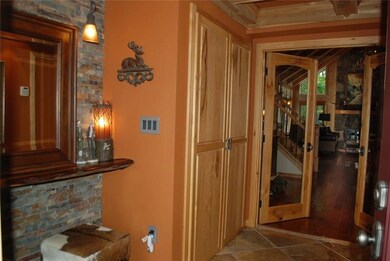 Double glass rustic hickory door entry way with hi