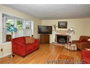 Living room with fireplace