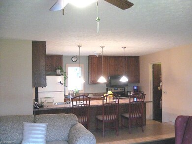 The main house's kitchen is open to the family roo