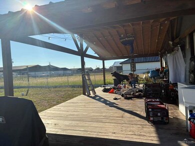 Wooden terrace with a sink