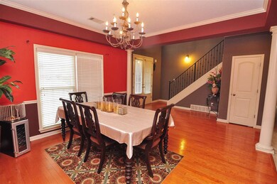 The formal dining room with crown & chair moldings