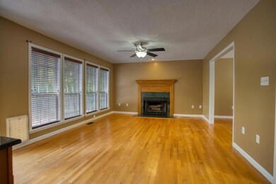 Living room facing fireplace