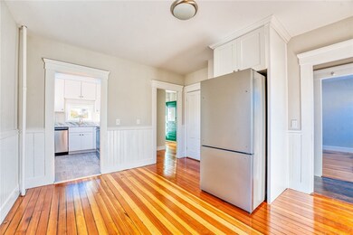 Dining room looking into kitchen.  Look at the bea
