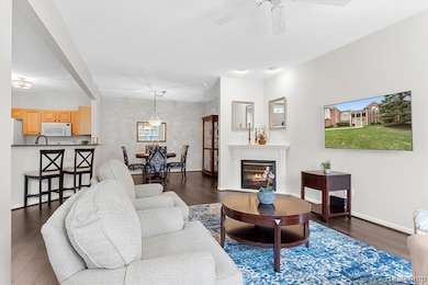 Open floor plan with doorwall to patio.