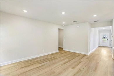 Unfurnished room featuring recessed lighting and light wood-type flooring