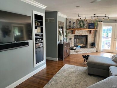 Living area with fireplace