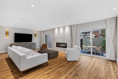 Living room featuring light wood-type flooring and