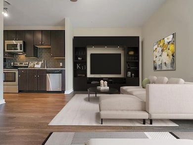 Living area with light wood-style flooring