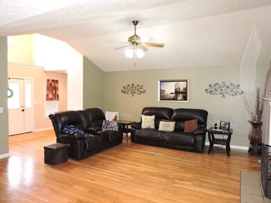 Open living area with fireplace