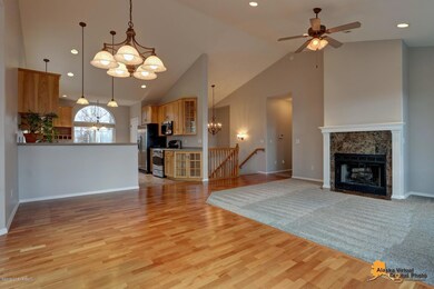 Dramatic living room w/vaulted
