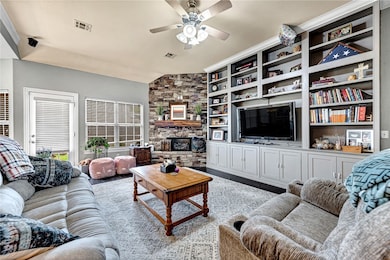 Living room with built ins
