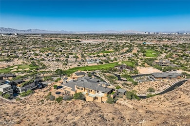 Drone / aerial view with view of golf course, a mo