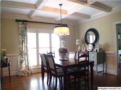 Tray ceilings in the dining room, floor to ceiling