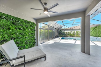 Covered patio area overlooking the pool