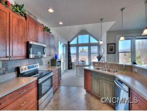 Kitchen opens to dining