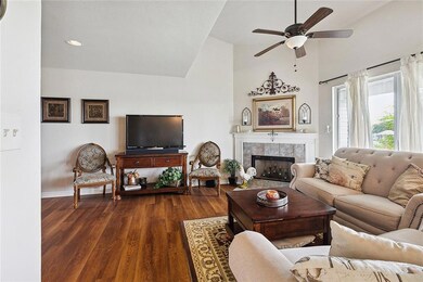 Living area and fireplace