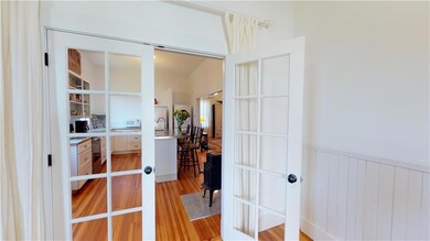 This view into the kitchen features...